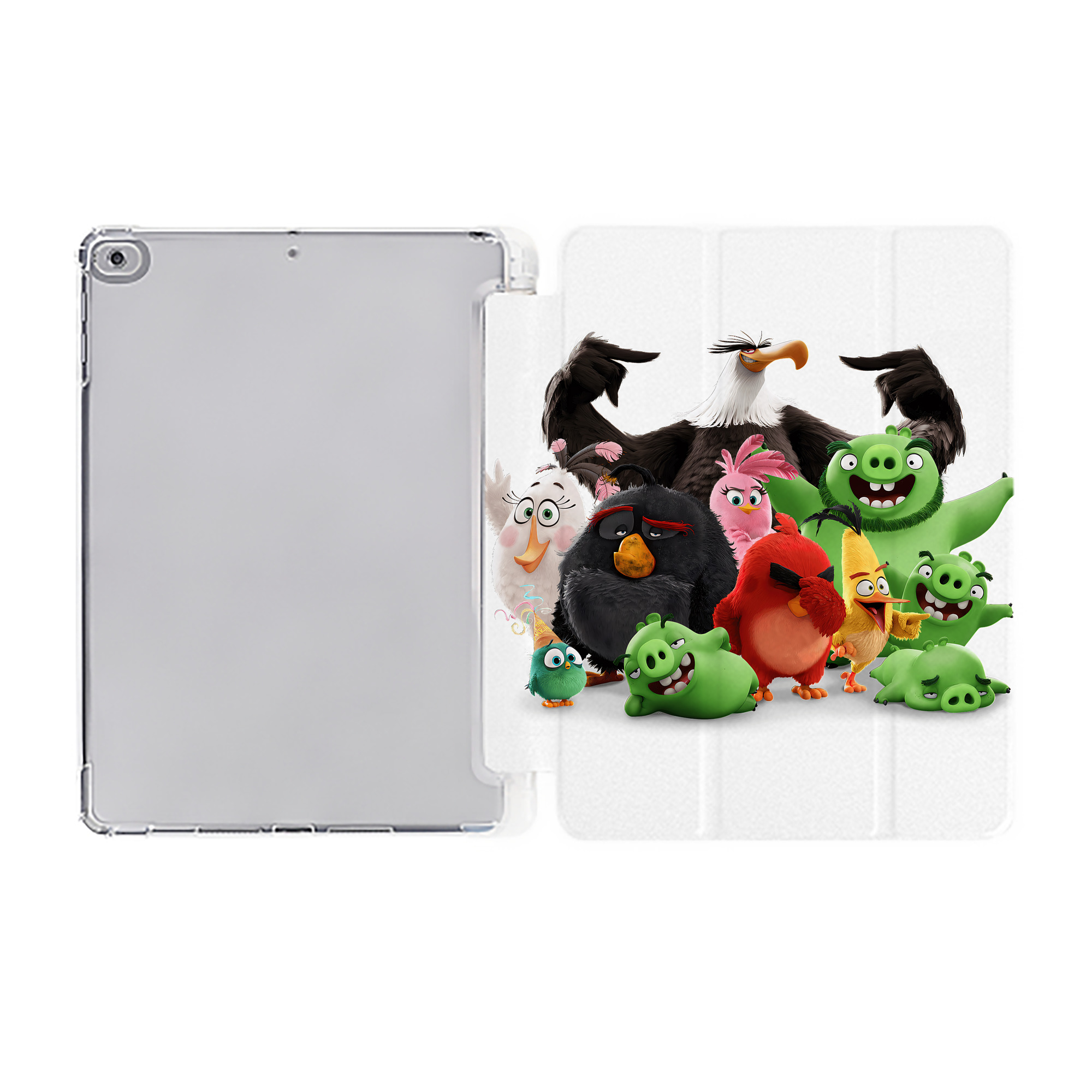 （画像用） Angry Birds アングリーバード IPad ケース ペン収納付き 三つ折りスタンド PUレザー×シリコン 対応機種9.5/10.5/10.9インチ